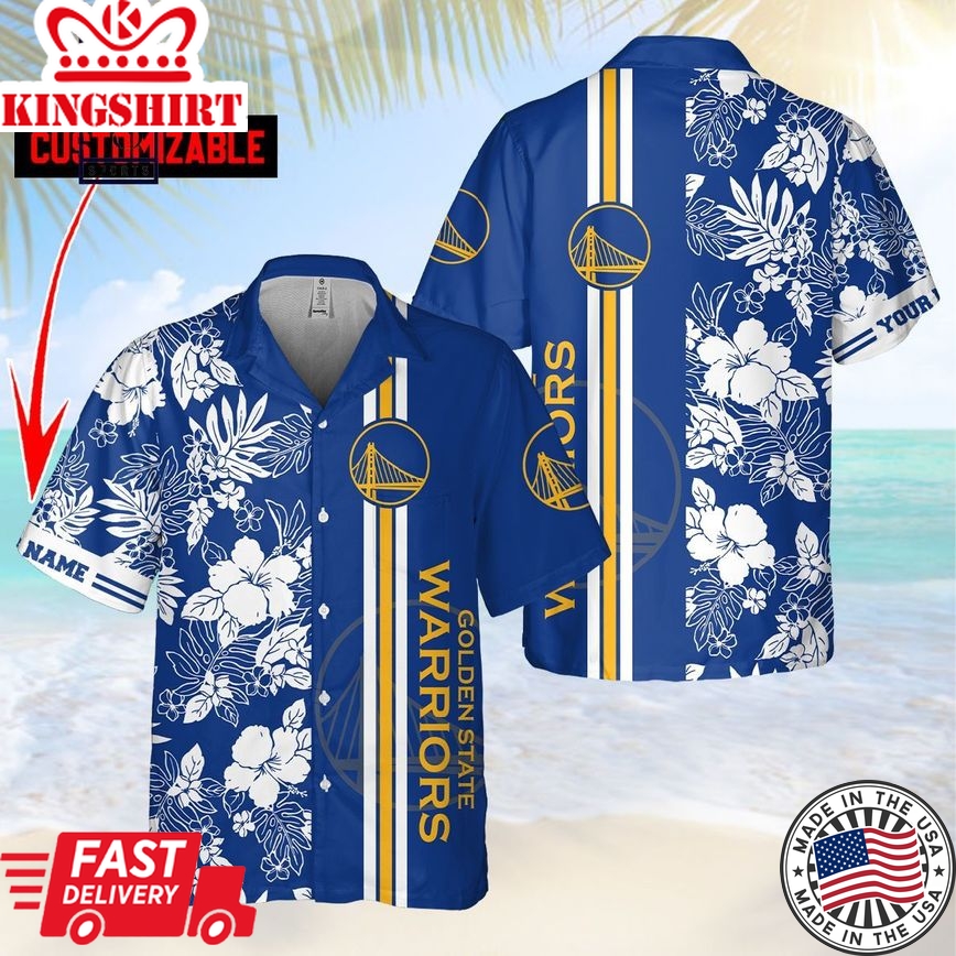 Nba Golden State Warriors Custom Name Tropical Flowers Trendy Hawaiian Shirt Aloha Shirt