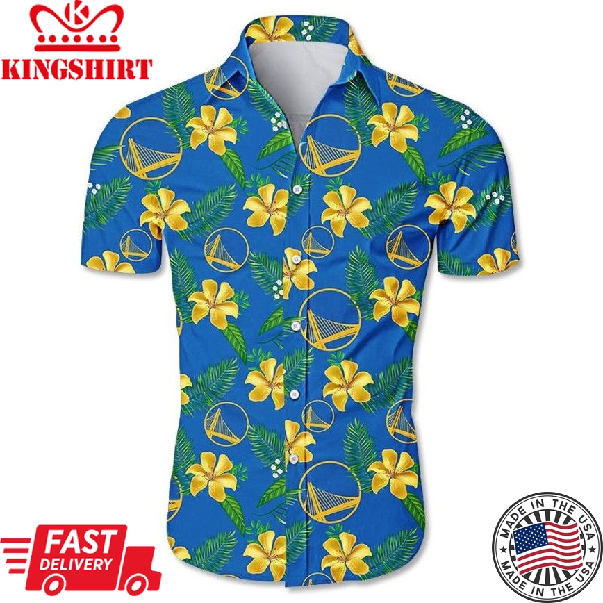 Nba Golden State Warriors Tropical Flowers Trendy Hawaiian Shirt Aloha Shirt