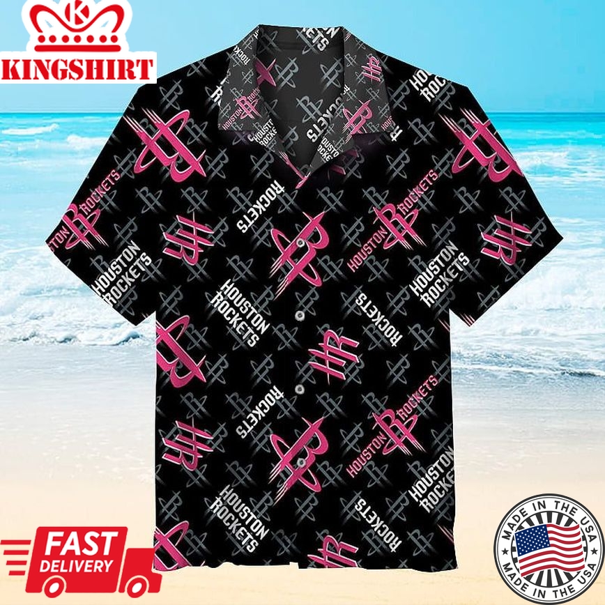 Nba Houston Rockets Black Multi Logo Trendy Hawaiian Shirt Aloha Shirt