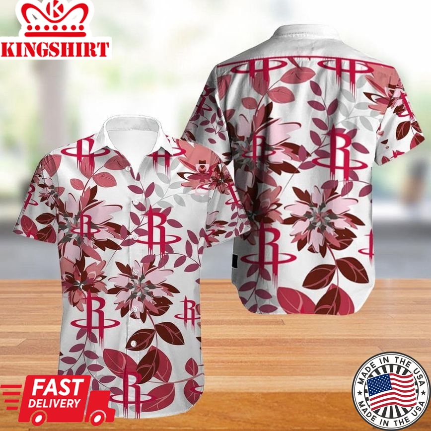 Nba Houston Rockets Tropical Flowers Trendy Hawaiian Shirt Aloha Shirt