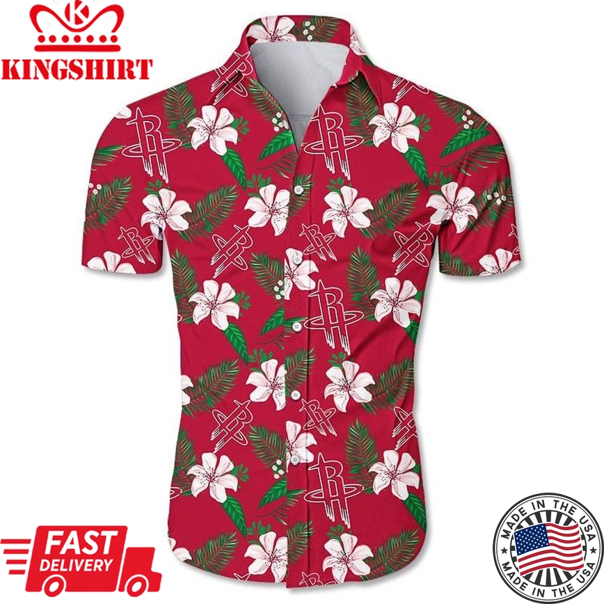 Nba Houston Rockets Tropical Flowers Trendy Hawaiian Shirt V2 Aloha Shirt