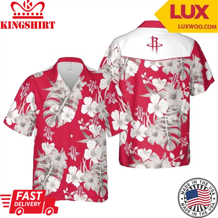 Nba Houston Rockets Tropical Flowers Trendy Hawaiian Shirt V3 Aloha Shirt