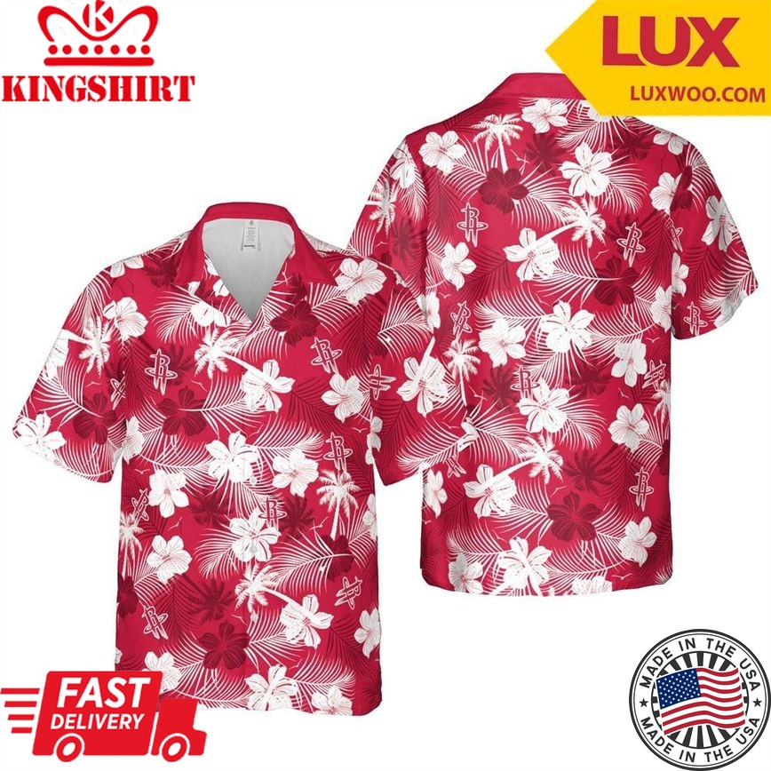 Nba Houston Rockets Tropical Flowers Trendy Hawaiian Shirt V4 Aloha Shirt