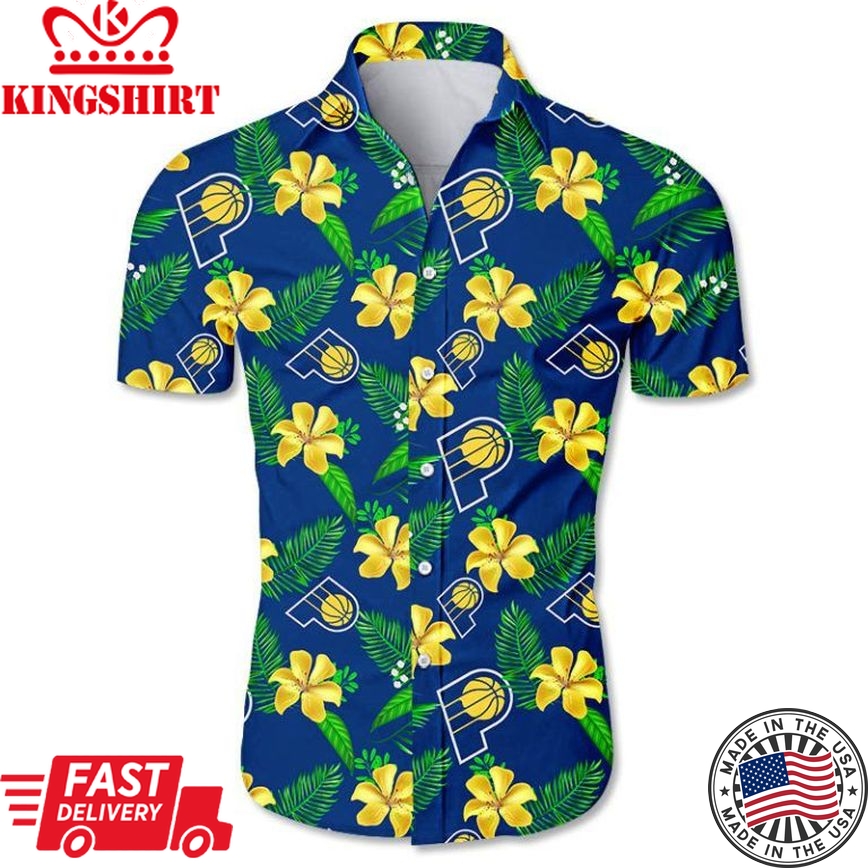 Nba Indiana Pacers Tropical Flowers Trendy Hawaiian Shirt Aloha Shirt