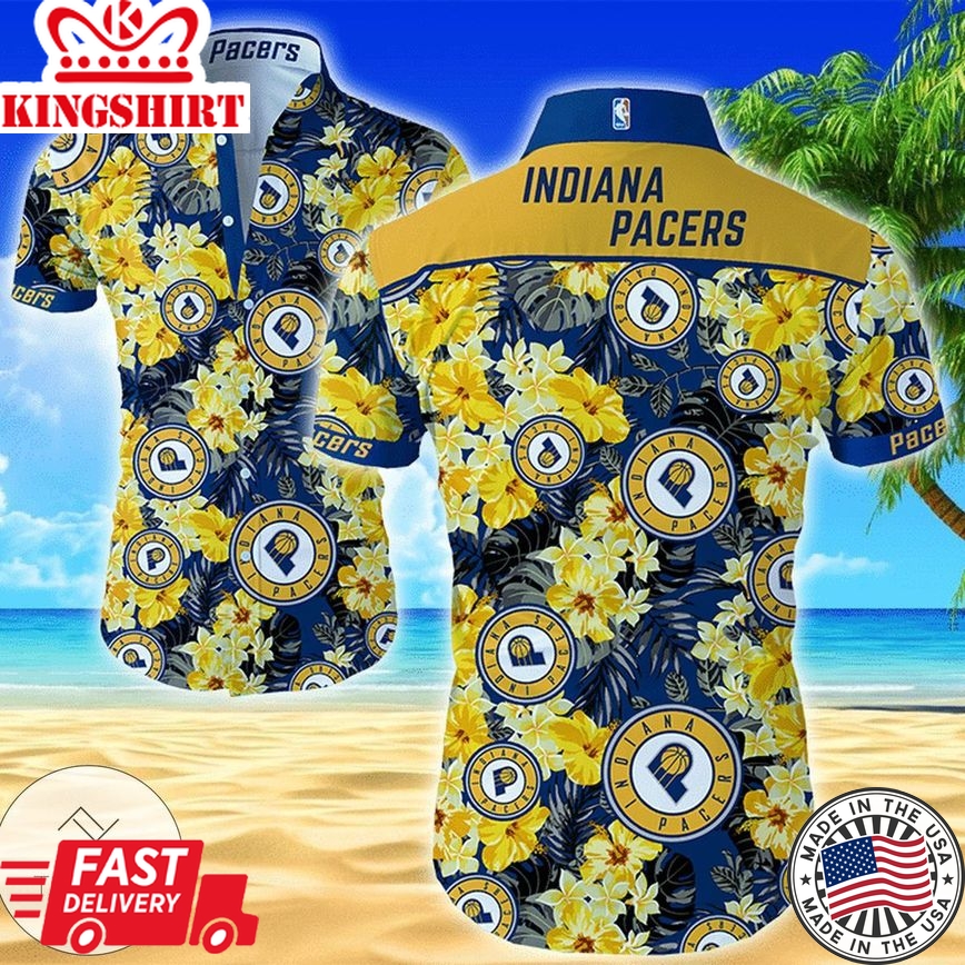 Nba Indiana Pacers Tropical Flowers Trendy Hawaiian Shirt V2 Aloha Shirt