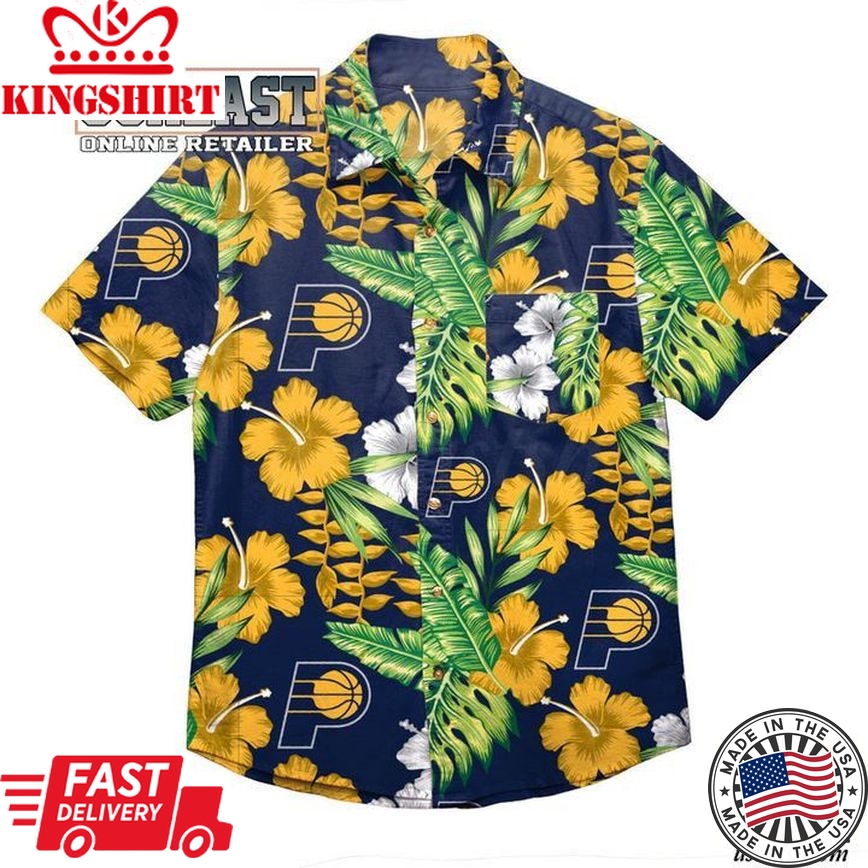 Nba Indiana Pacers Tropical Flowers Trendy Hawaiian Shirt V4 Aloha Shirt