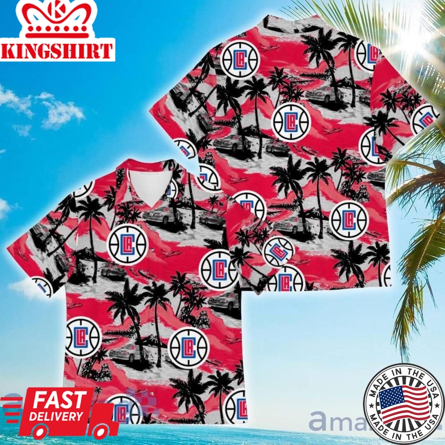 Nba Los Angeles Clippers Blue Gray Coconut Tree Beach Trendy Hawaiian Shirt Aloha Shirt