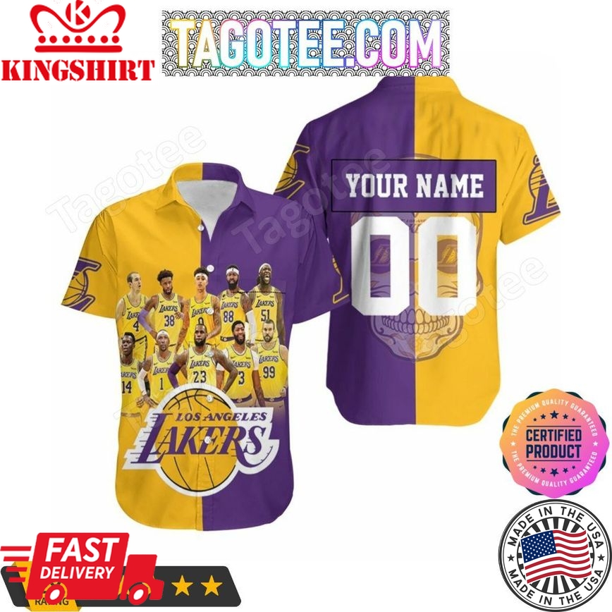 Nba Los Angeles Lakers Custom Name Number Golden Purple Legend Western Conference Trendy Hawaiian Shirt Aloha Shirt