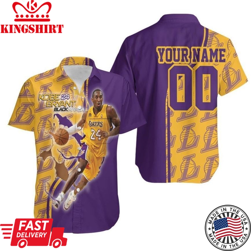 Nba Los Angeles Lakers Custom Name Number Kobe Bryant 24 Black Mamba Trendy Hawaiian Shirt Aloha Shirt