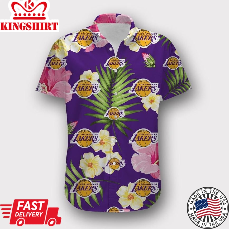 Nba Los Angeles Lakers Tropical Flowers Trendy Hawaiian Shirt Aloha Shirt