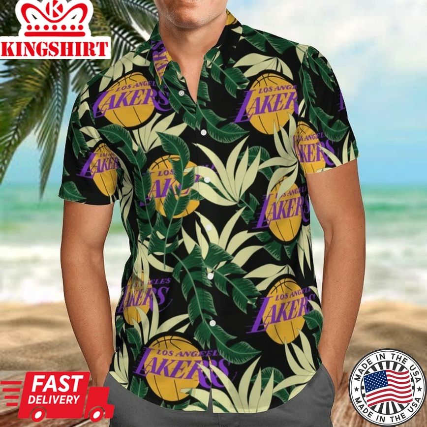 Nba Los Angeles Lakers Tropical Flowers Trendy Hawaiian Shirt V2 Aloha Shirt