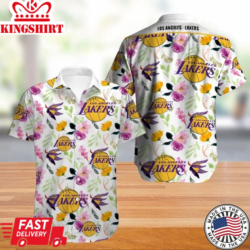 Nba Los Angeles Lakers Tropical Flowers Trendy Hawaiian Shirt V3 Aloha Shirt