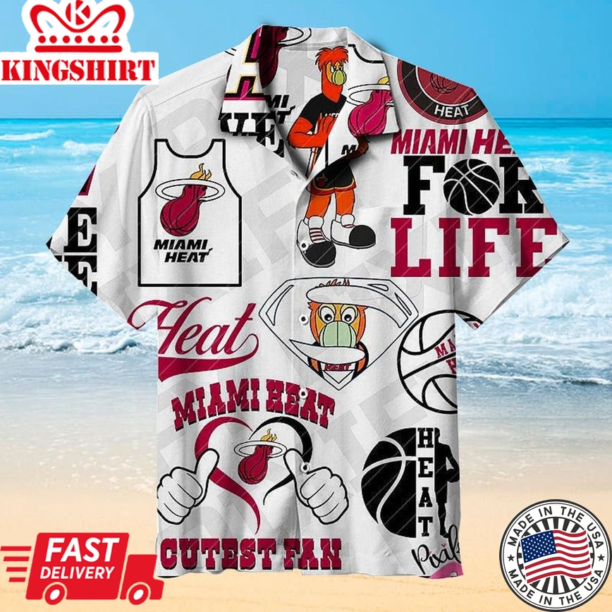 Nba Miami Heat White For Life Trendy Hawaiian Shirt Aloha Shirt