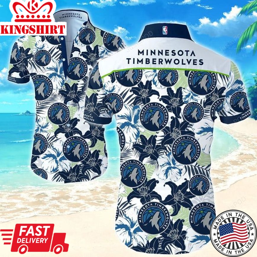 Nba Minnesota Timberwolves Tropical Flowers Trendy Hawaiian Shirt Aloha Shirt