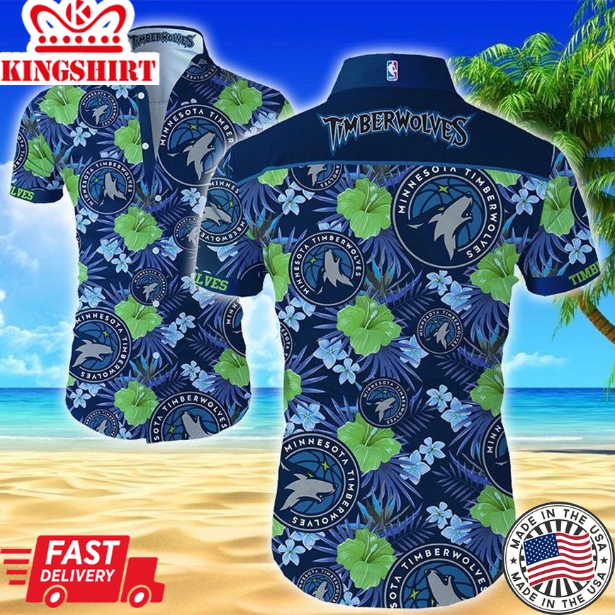 Nba Minnesota Timberwolves Tropical Flowers Trendy Hawaiian Shirt V2 Aloha Shirt