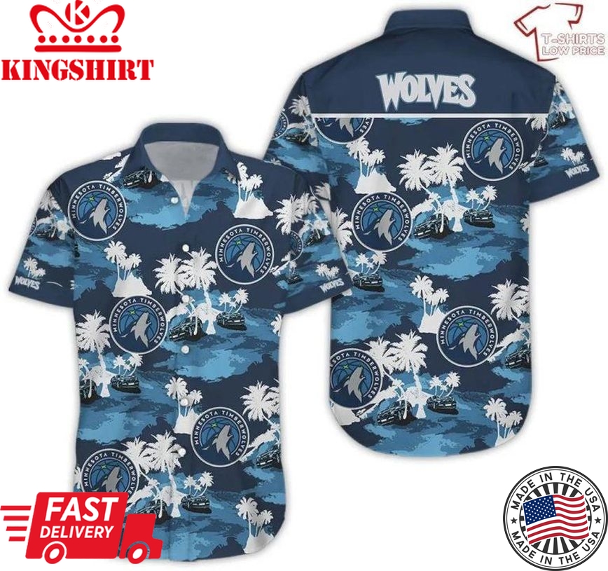 Nba Minnesota Timberwolves White Blue Trendy Hawaiian Shirt Aloha Shirt