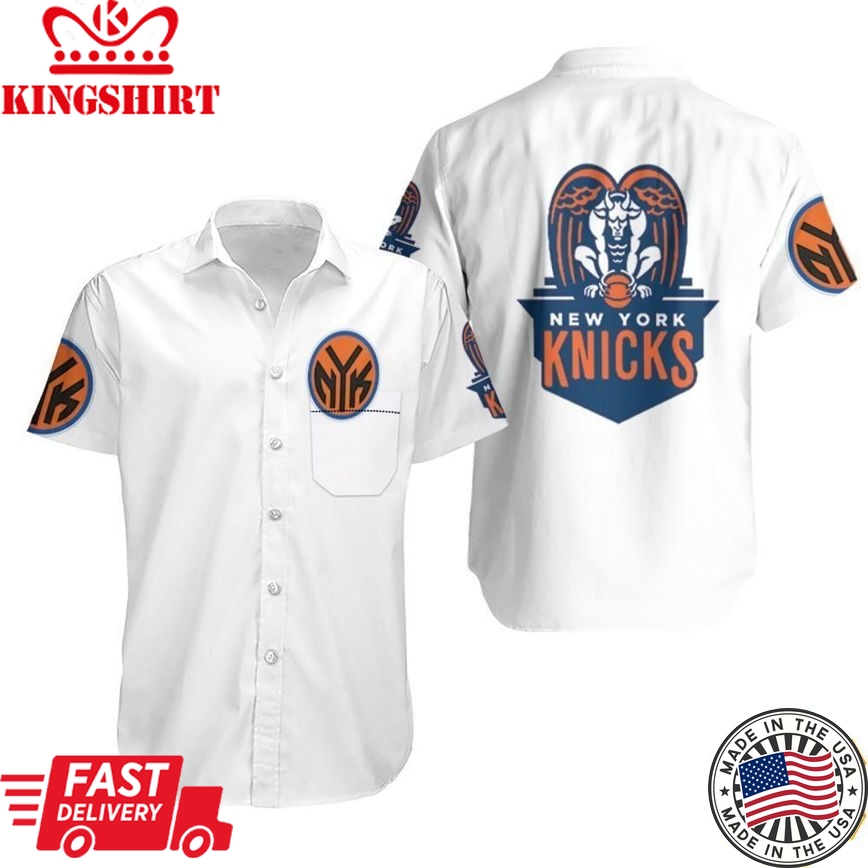 Nba New York Knicks White Mascot Trending Trendy Hawaiian Shirt Aloha Shirt