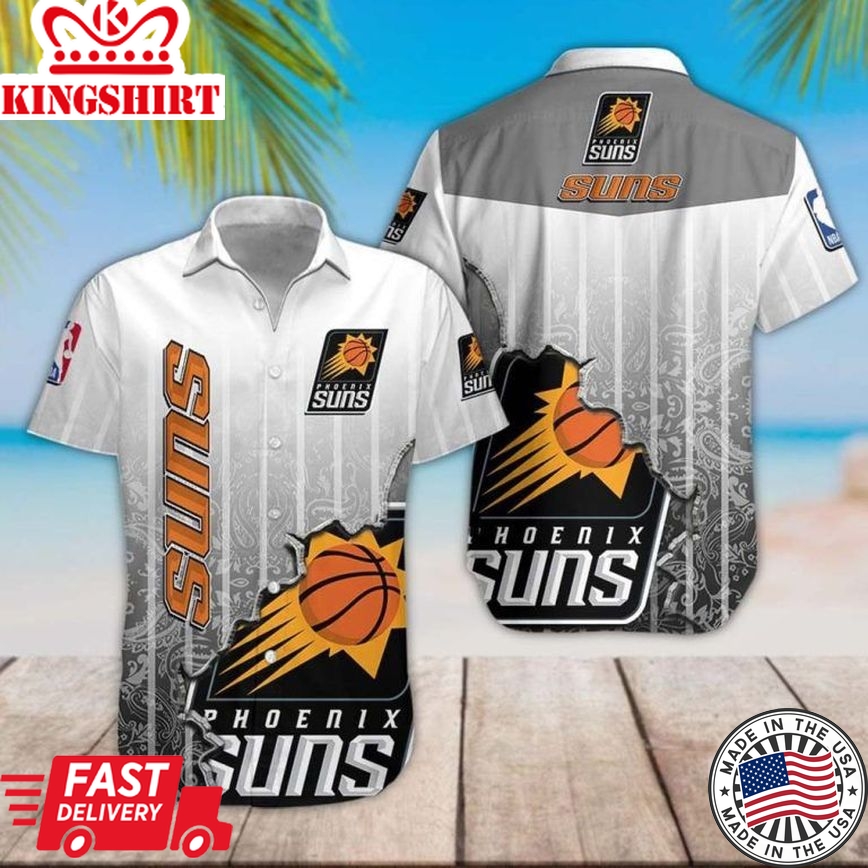 Nba Phoenix Suns Gray Black Scratch Trendy Hawaiian Shirt Aloha Shirt