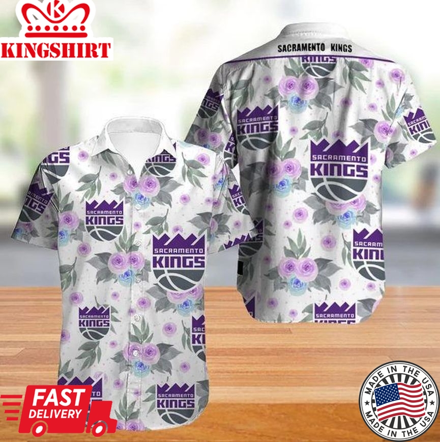 Nba Sacramento Kings Tropical Flowers Trendy Hawaiian Shirt Aloha Shirt