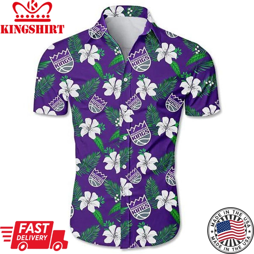 Nba Sacramento Kings Tropical Flowers Trendy Hawaiian Shirt V2 Aloha Shirt