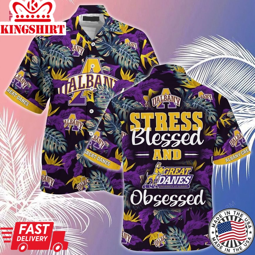 Ncaa Albany Great Danes Blessed Obsessed Trendy Hawaiian Shirt Aloha Shirt