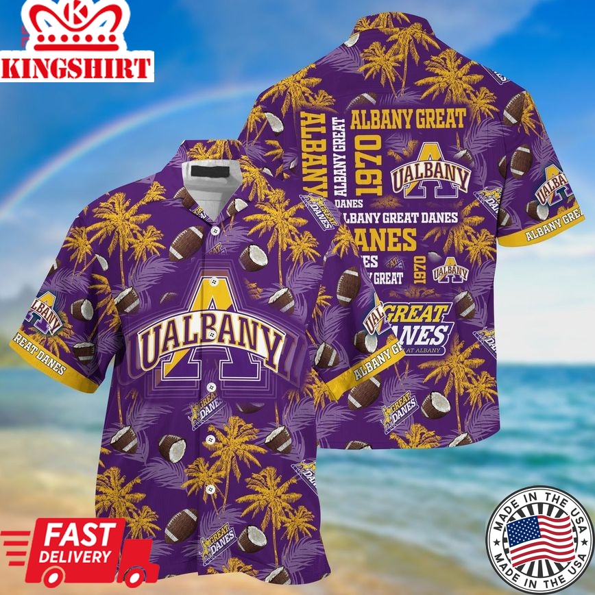 Ncaa Albany Great Danes Purple Trendy Hawaiian Shirt Aloha Shirt