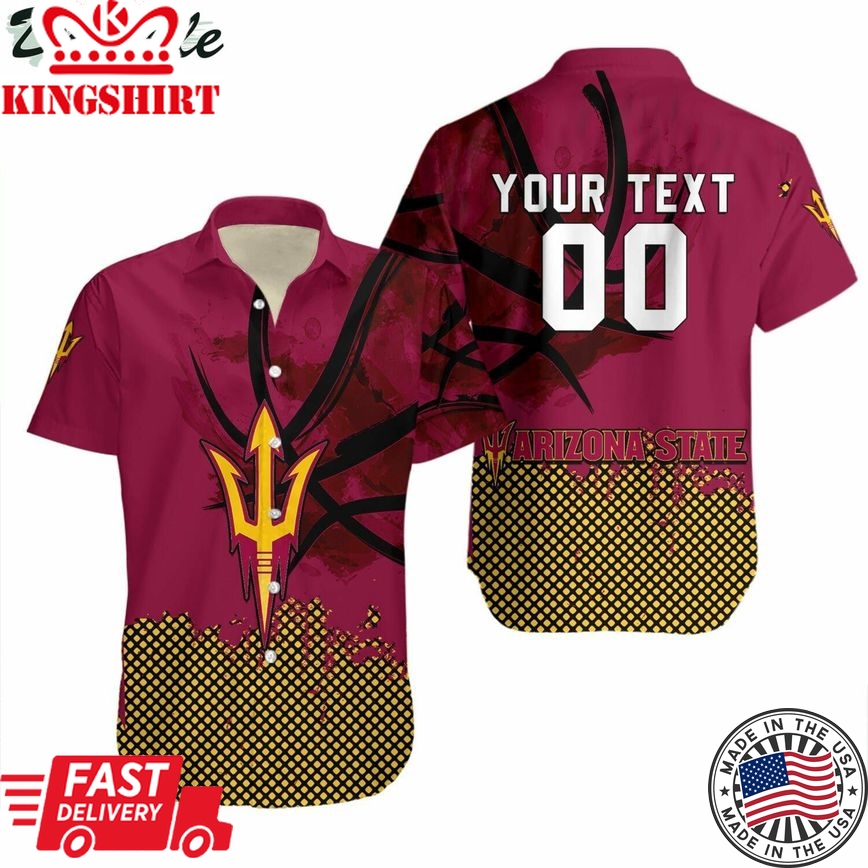 Ncaa Arizona State Sun Devils Custom Text Number Logo Trendy Hawaiian Shirt Aloha Shirt