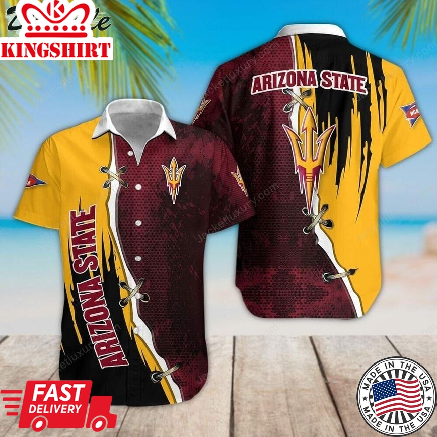 Ncaa Arizona State Sun Devils Maroon Gold Trendy Hawaiian Shirt Aloha Shirt