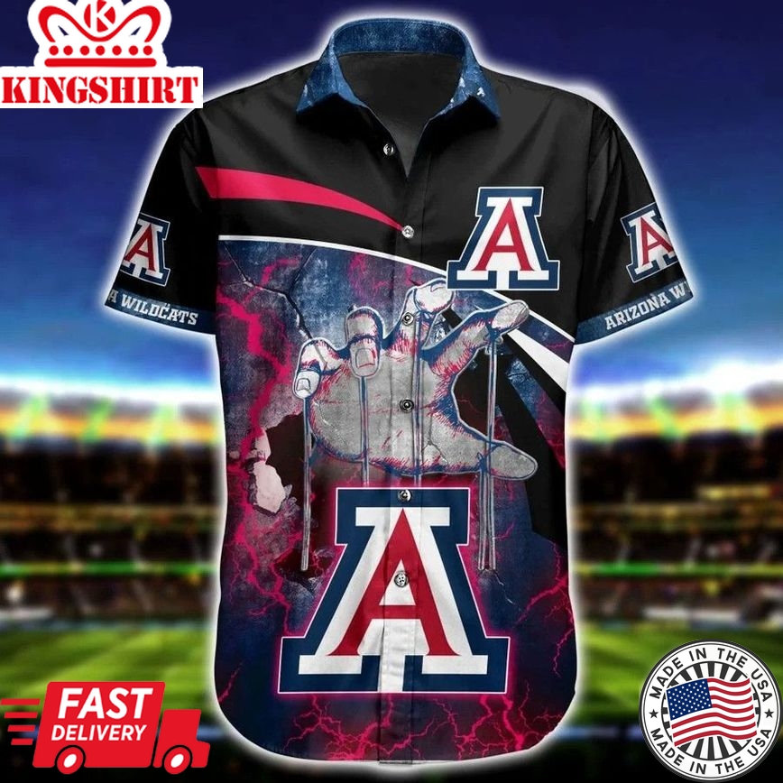 Ncaa Arizona Wildcats Black Scratch Hand Trendy Hawaiian Shirt Aloha Shirt