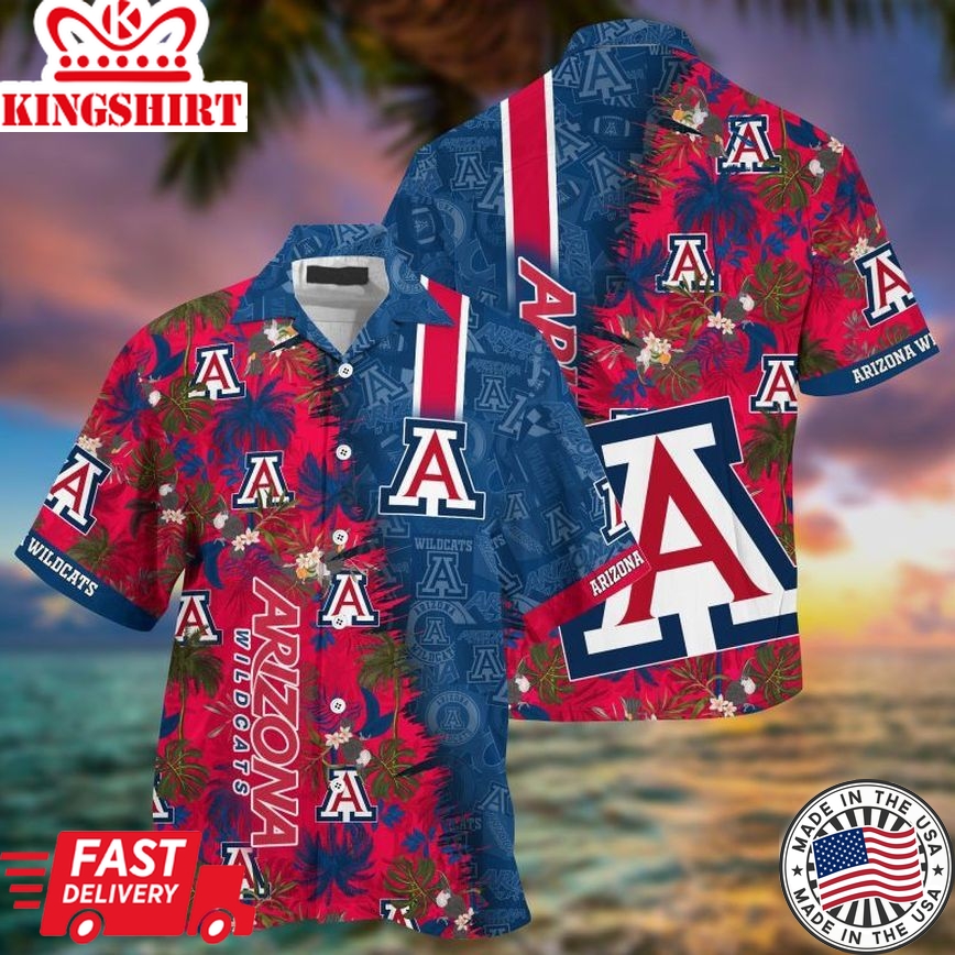 Ncaa Arizona Wildcats Red Blue Tropical Summer Trendy Hawaiian Shirt Aloha Shirt