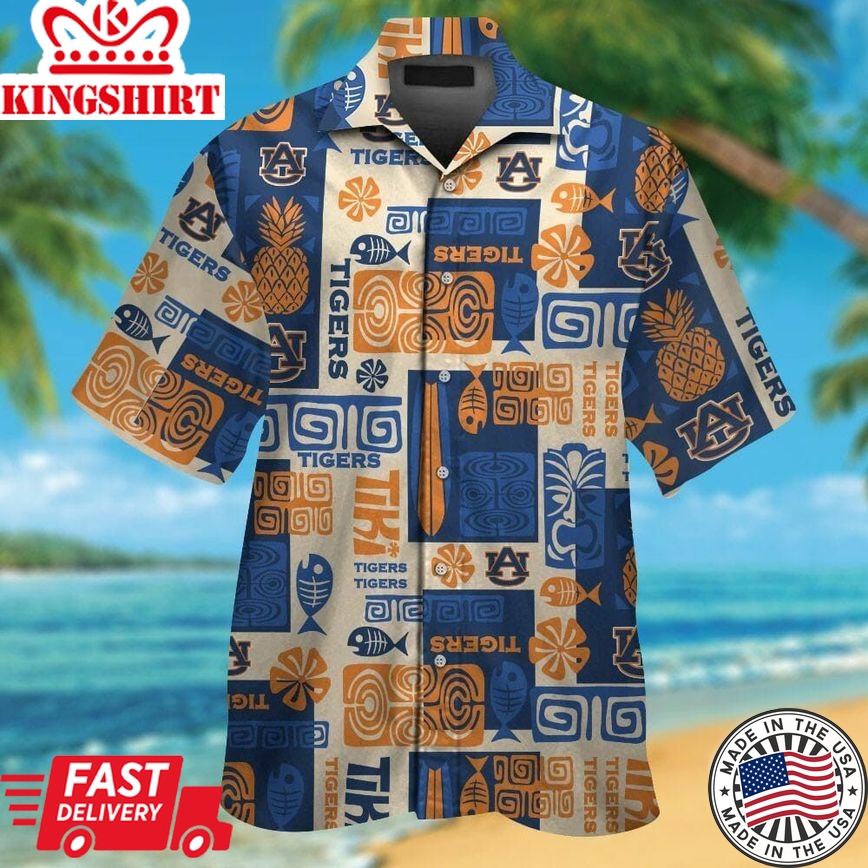 Ncaa Auburn Tigers Blue Orange Trendy Hawaiian Shirt Aloha Shirt