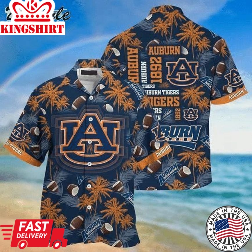 Ncaa Auburn Tigers Orange Coconut Tree Trendy Hawaiian Shirt Aloha Shirt