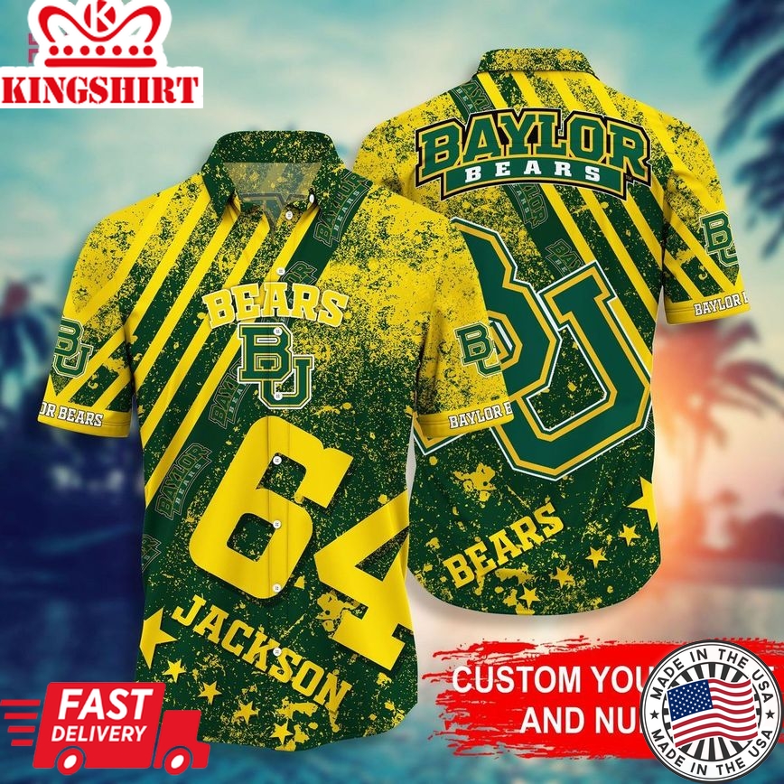 Ncaa Baylor Bears Custom Name Number Style Trendy Hawaiian Shirt Aloha Shirt