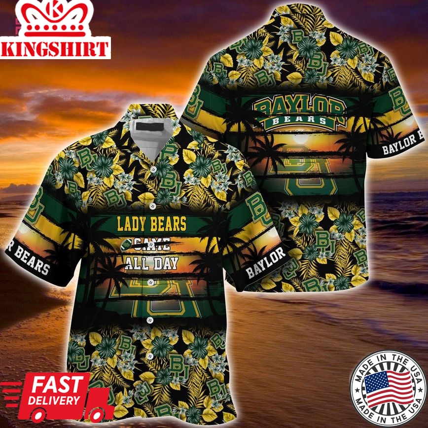 Ncaa Baylor Bears Floral Pattern Sunset Trendy Hawaiian Shirt Aloha Shirt