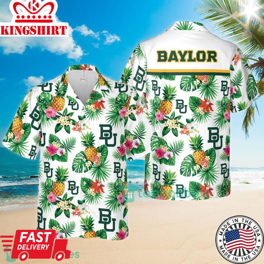 Ncaa Baylor Bears Pineapple Tropical Flower Trendy Hawaiian Shirt Aloha Shirt