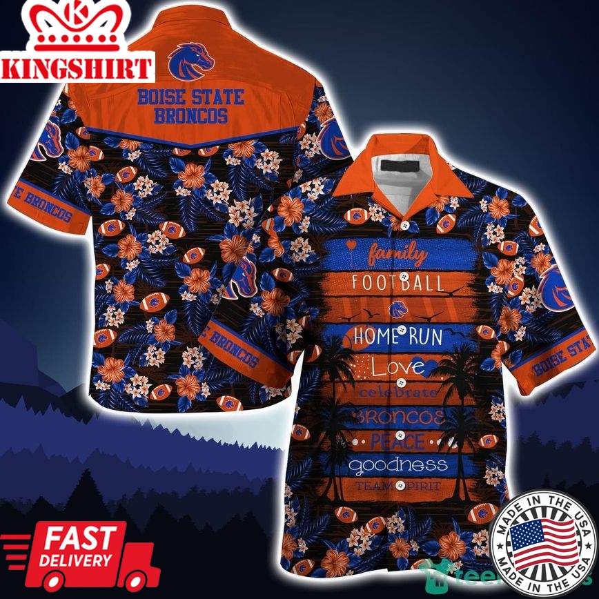 Ncaa Boise State Broncos Family Football Orange Black Trendy Hawaiian Shirt Aloha Shirt