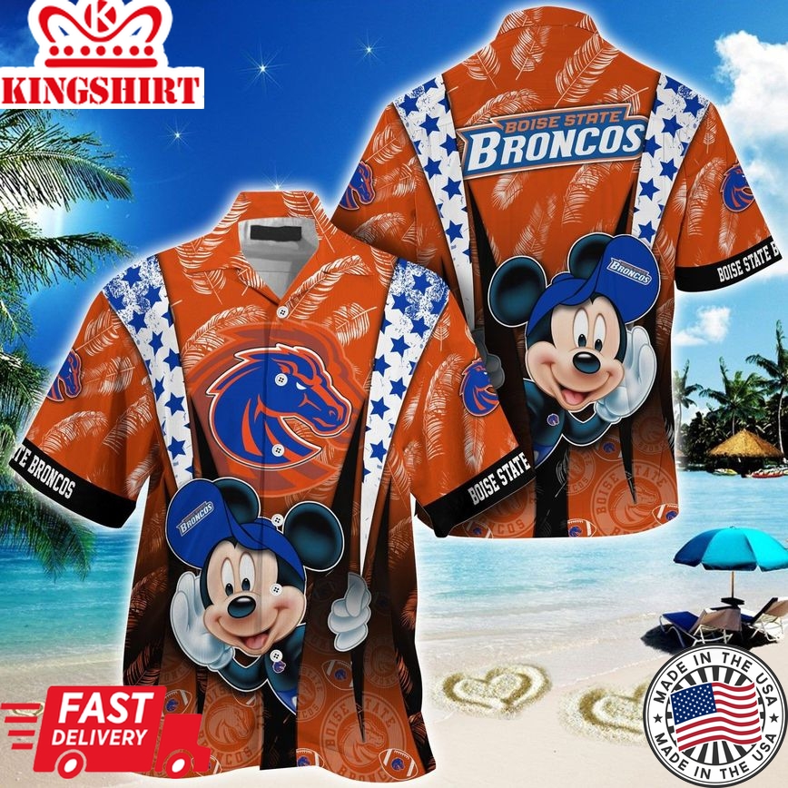 Ncaa Boise State Broncos Mickey Mouse Orange Trendy Hawaiian Shirt Aloha Shirt