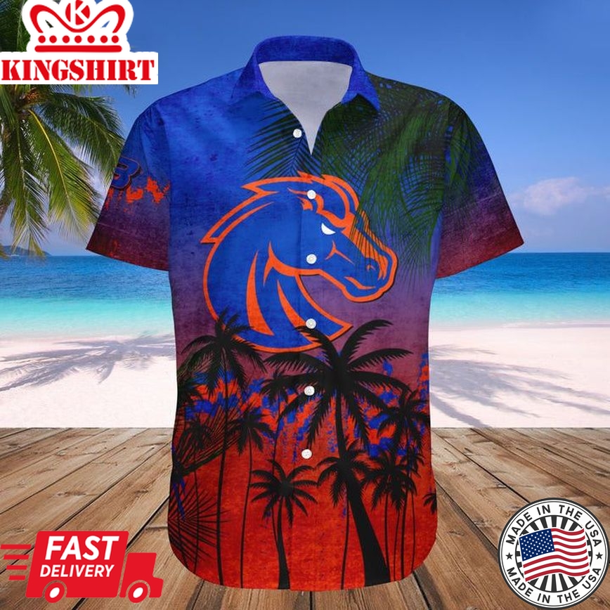 Ncaa Boise State Broncos Orange Blue Coconut Tree Grunge Trendy Hawaiian Shirt Aloha Shirt