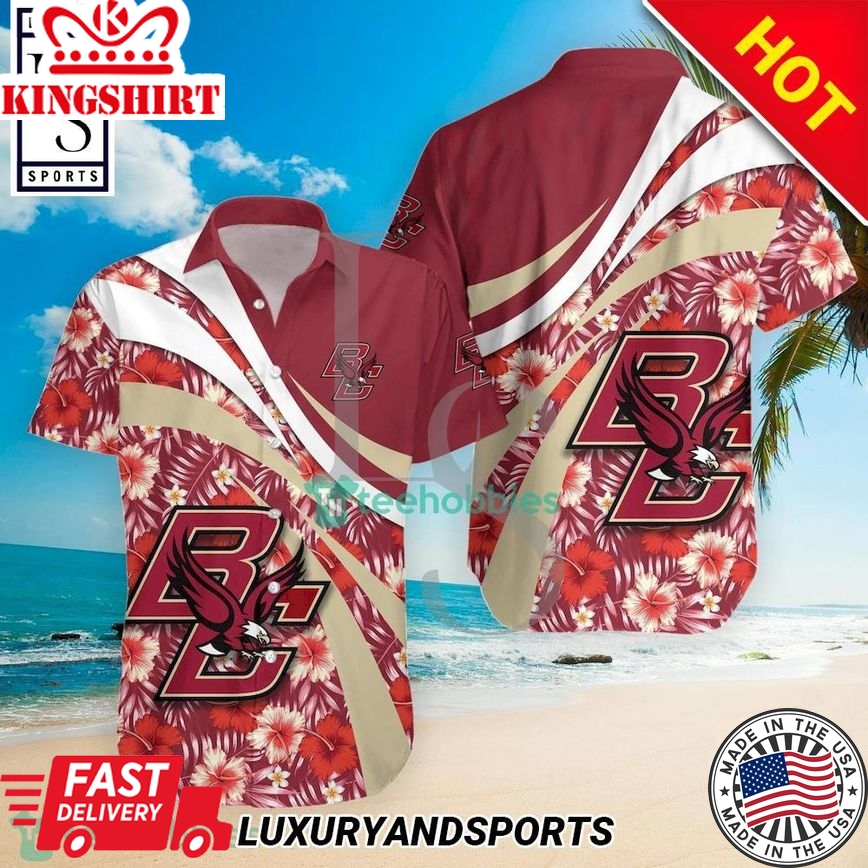 Ncaa Boston College Eagles Hibiscus Tropical Flower Trendy Hawaiian Shirt Aloha Shirt