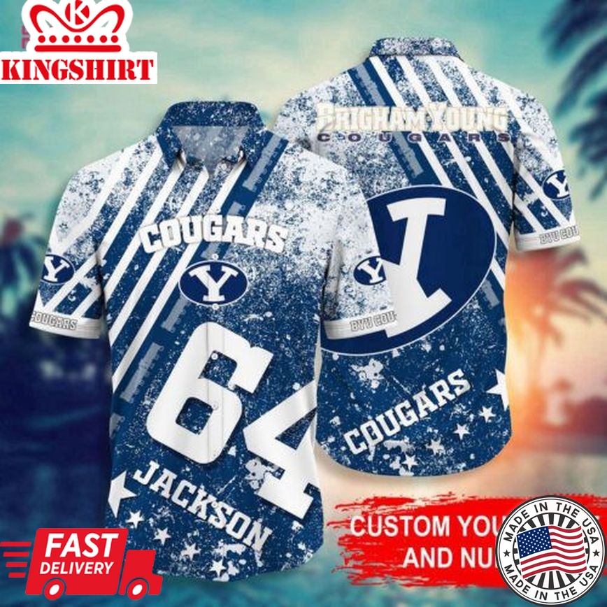 Ncaa Brigham Young Cougars Custom Name Number Trendy Hawaiian Shirt Aloha Shirt