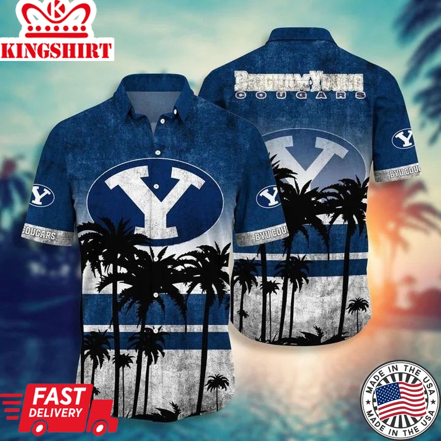 Ncaa Brigham Young Cougars Tropical Coconut Tree Trendy Hawaiian Shirt Aloha Shirt