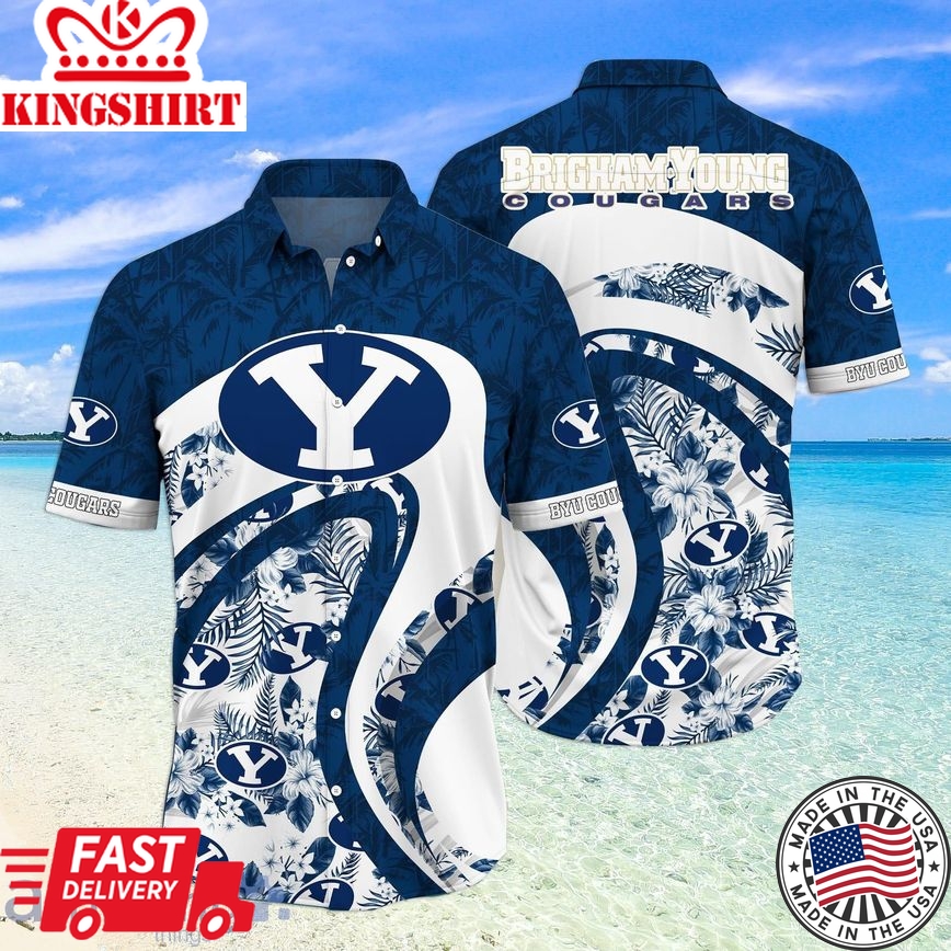 Ncaa Brigham Young Cougars Tropical Flower Trendy Hawaiian Shirt Aloha Shirt