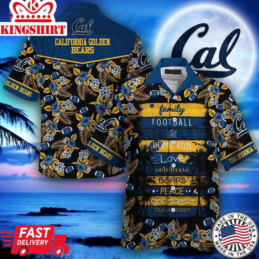 Ncaa California Golden Bears Coconut Tree Blue Trendy Hawaiian Shirt V2 Aloha Shirt