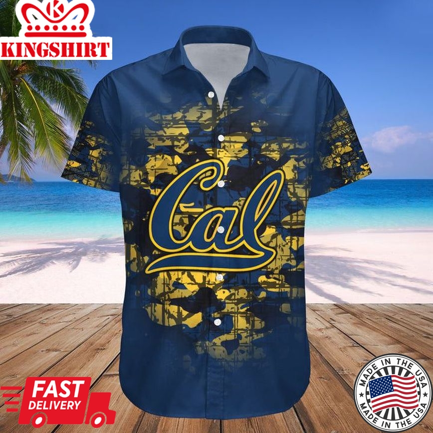 Ncaa California Golden Bears Custom Text Number Blue Trendy Hawaiian Shirt V2 Aloha Shirt