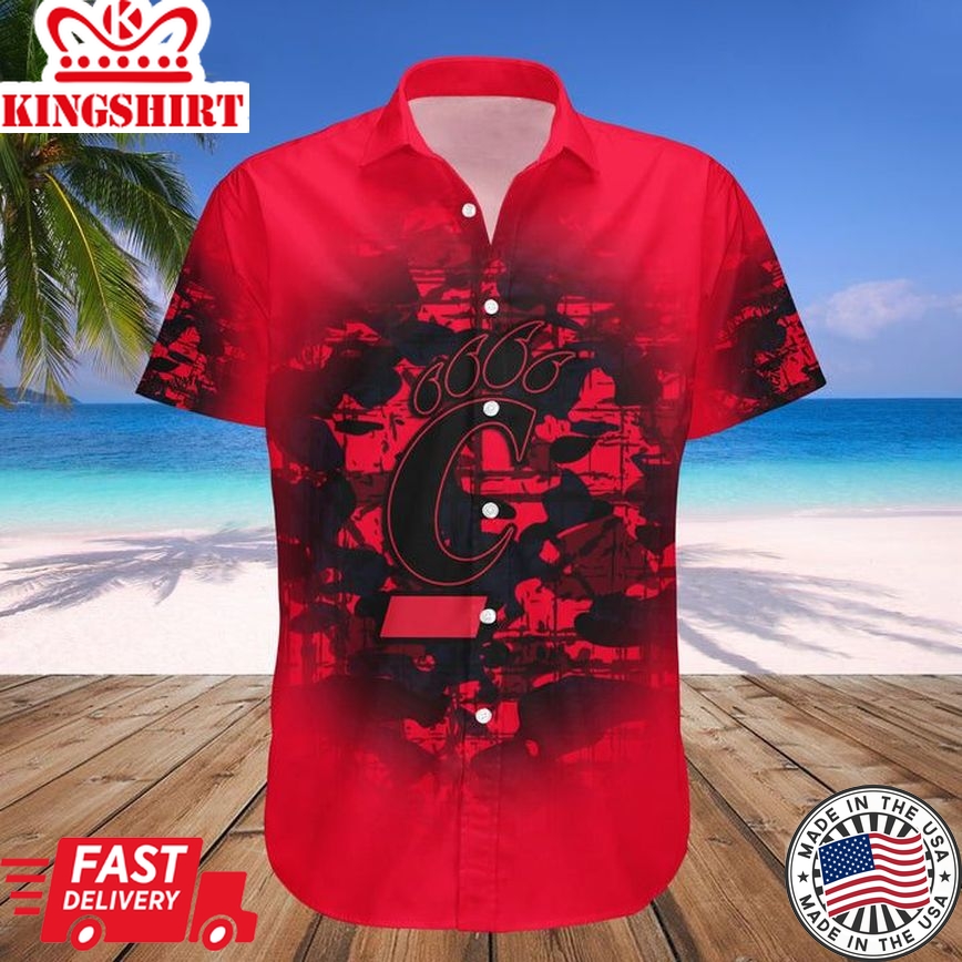 Ncaa Cincinnati Bearcats Custom Text Number Red Black Trendy Hawaiian Shirt V12 Aloha Shirt