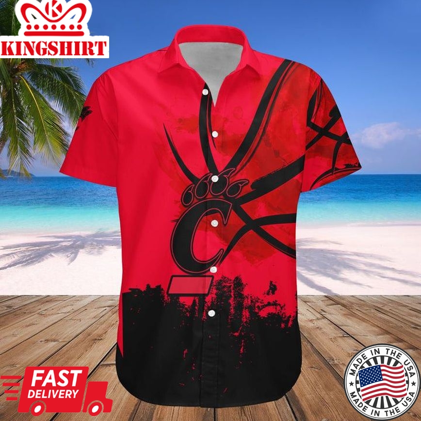 Ncaa Cincinnati Bearcats Custom Text Number Red Black Trendy Hawaiian Shirt V14 Aloha Shirt