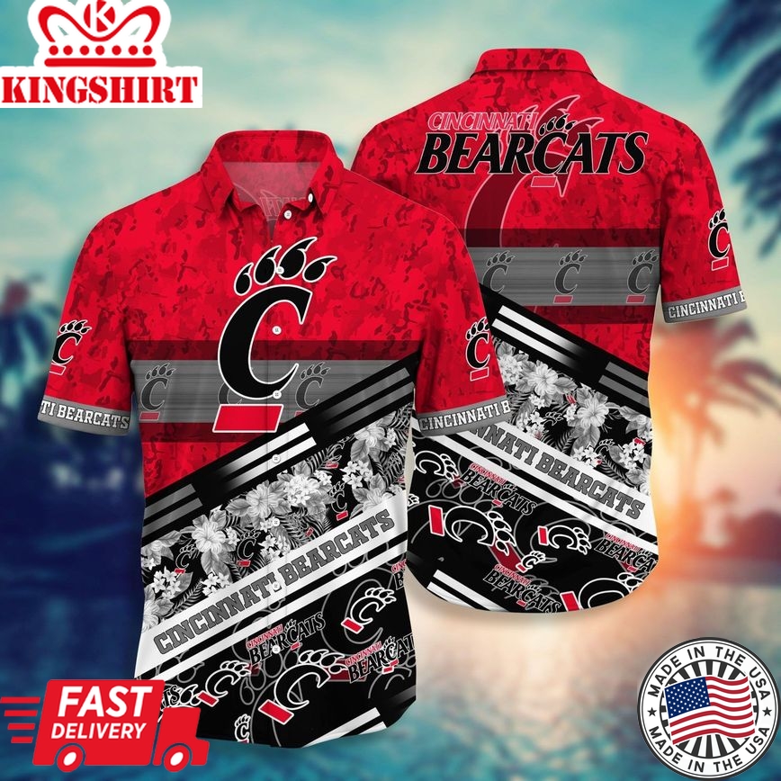 Ncaa Cincinnati Bearcats Red Grey Trendy Hawaiian Shirt Aloha Shirt