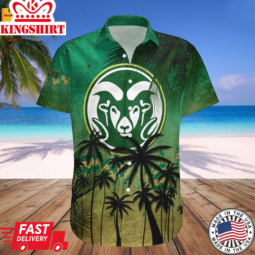 Ncaa Colorado State Rams Coconut Tree Green Gold Trendy Hawaiian Shirt Aloha Shirt