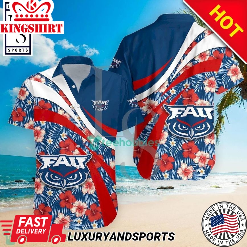 Ncaa Florida Atlantic Owls Hibiscus Tropical Flower Trendy Hawaiian Shirt Aloha Shirt