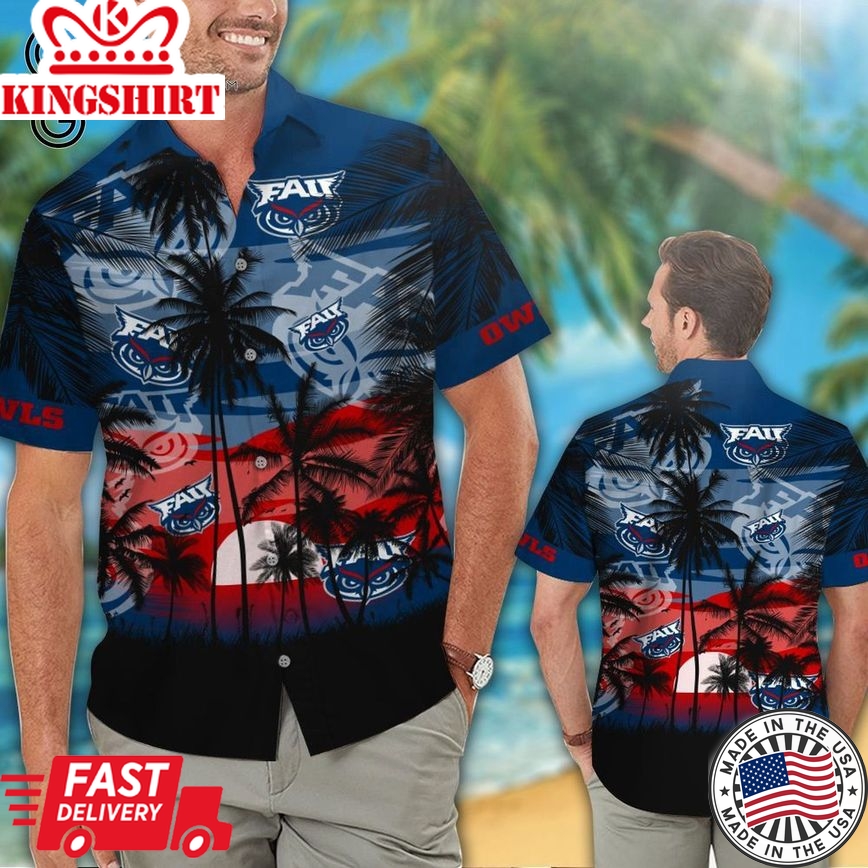 Ncaa Florida Atlantic Owls Tropical Coconut Tree Trendy Hawaiian Shirt Aloha Shirt